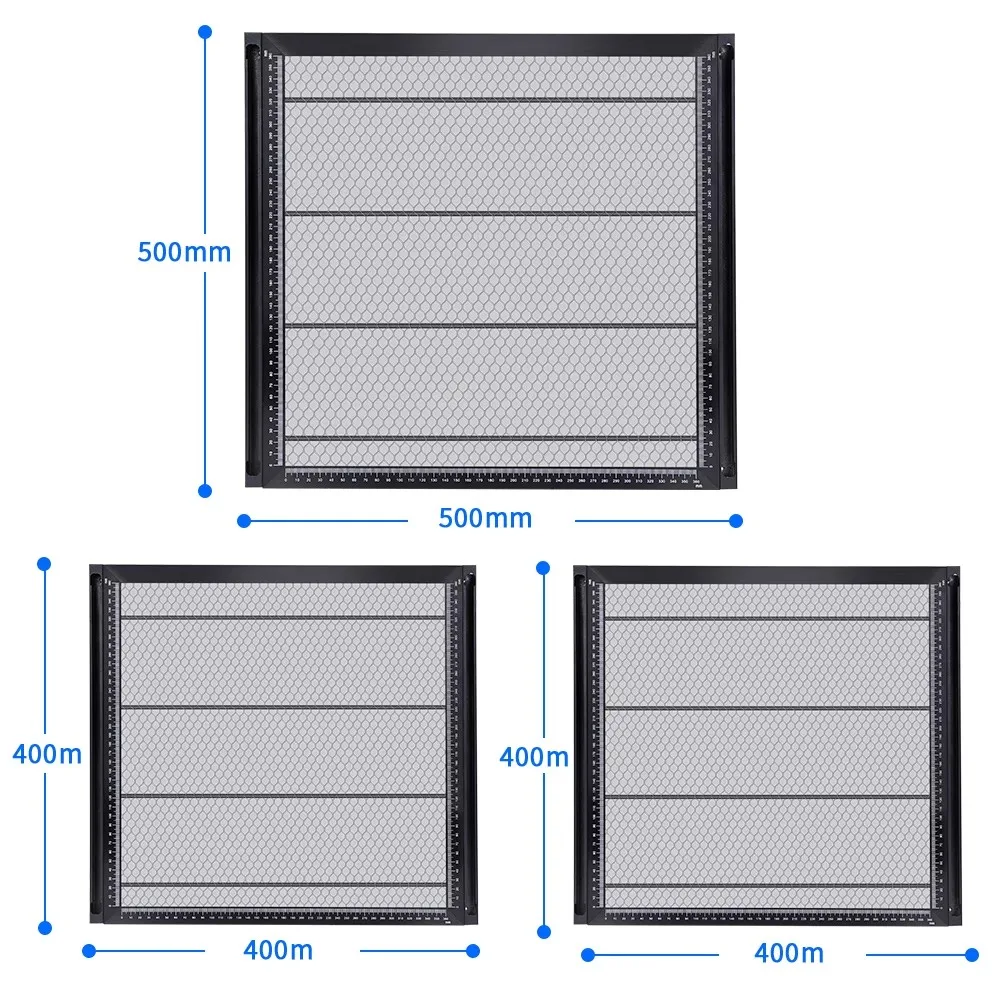 Mesa de trabajo de nido de abeja para grabador láser, 400x400mm, 500x500mm, tabla de corte limpio, Panel de acero protector, plataforma