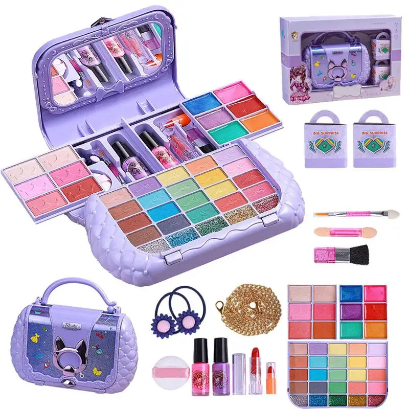 

Kids Makeup Set Washable Makeup Set Princess Pretend Play Cosmetic Set Toys Safe Cosmetic Kit For Girls Over 3 Years Old