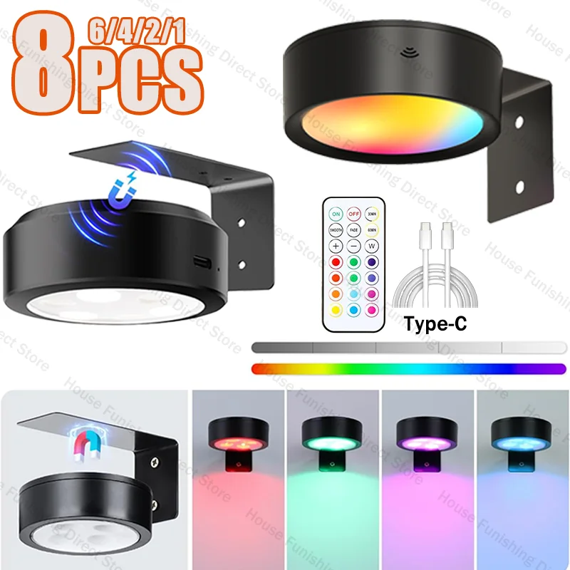 

2 Styles USB Rechargeable Magnetic LED Decorative Display Art Lights Wireless Remote Control Dimmable RGB Wall Art Decoration
