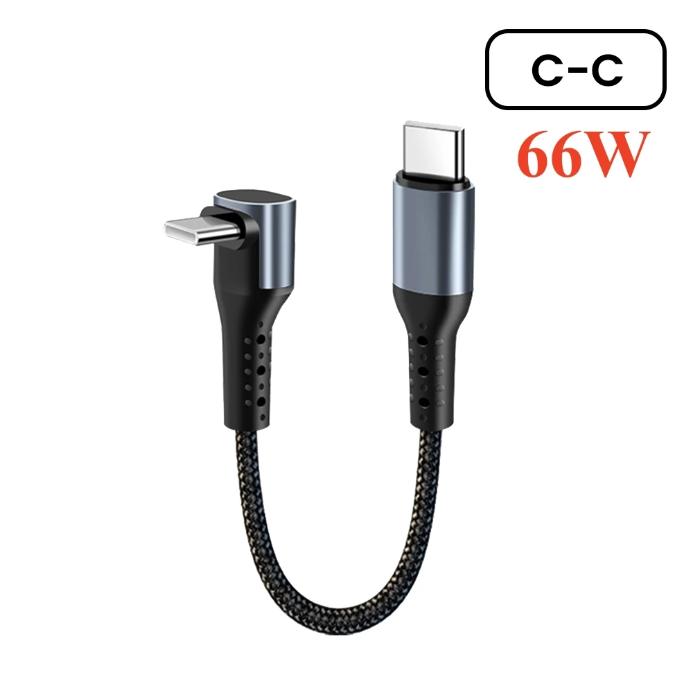 Crouch 90 graden korte kabel USB Type C naar Type C 6A 66W snel opladen 25CM 50CM Power Bank USB C-kabel voor iPhone Huawei Xiaomi