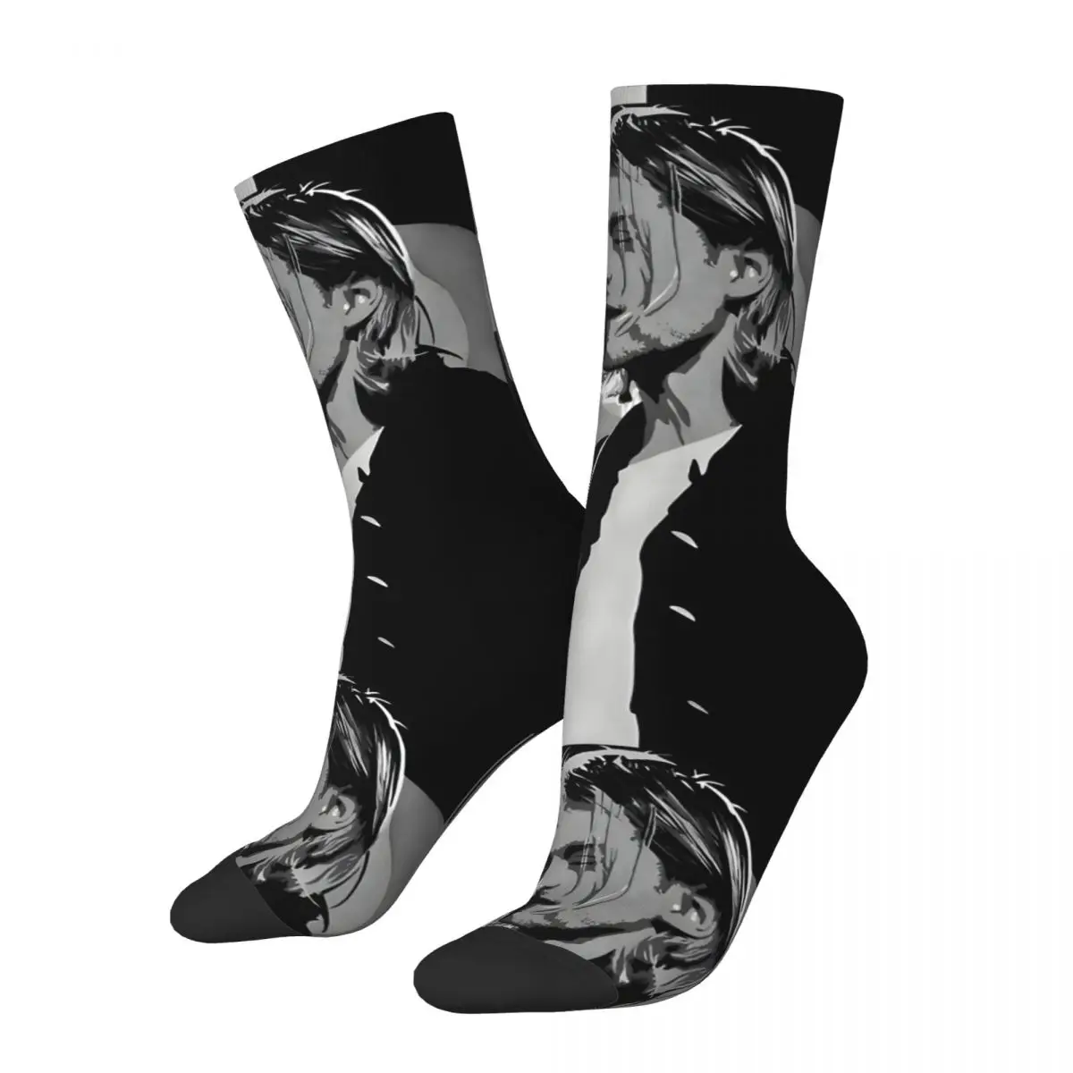 Funny Crazy American Sock for Men Hip Hop Vintage Kurt-Cobain Happy Quality Pattern Printed Crew Sock Casual Gift tops fugees