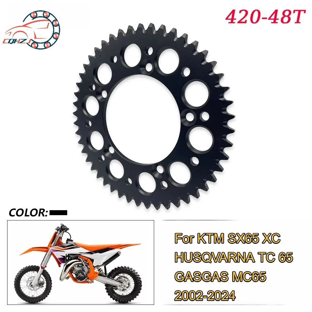 Motorcycle Rear Sprocket 520 Chain 48T Aluminum Drive Sprocket Disc Plate For KTM SX65 XC HUSQVARNA TC 65 GASGAS MC65 2002-2024