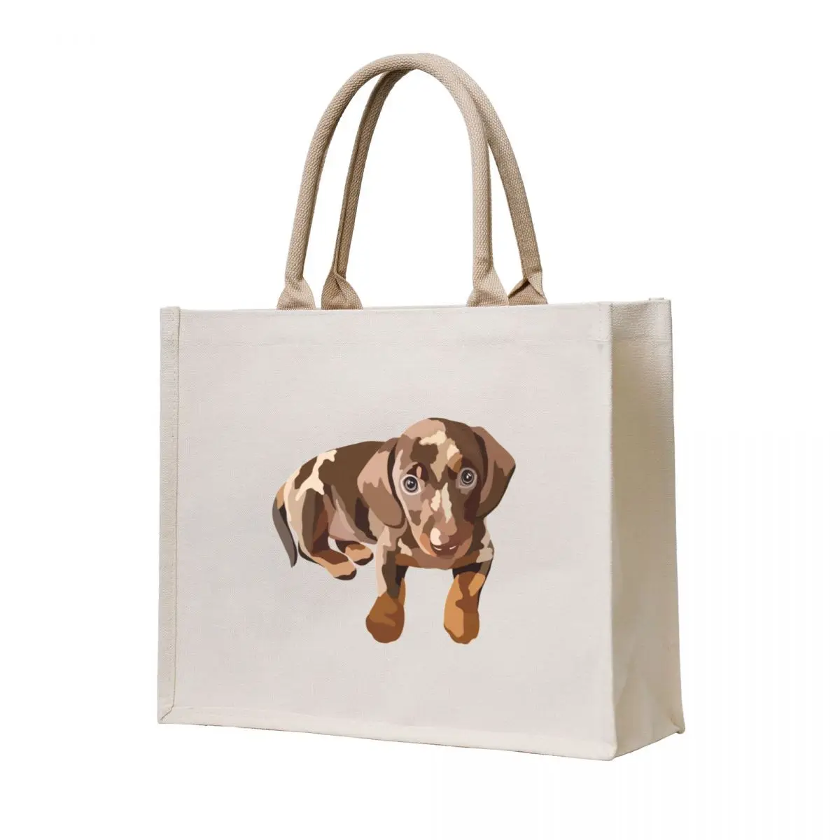 Mini Daschung Puppy Dog Portrait Digital Illustration Tote Bag Shopper bag Gift bags Portable shopping bag