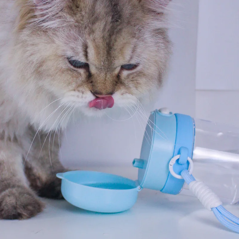 Portable Dog Cat Water Bottle with Bowl, Leakproof BPA-Free Pet Water Dispenser for Outdoor Travel Hiking