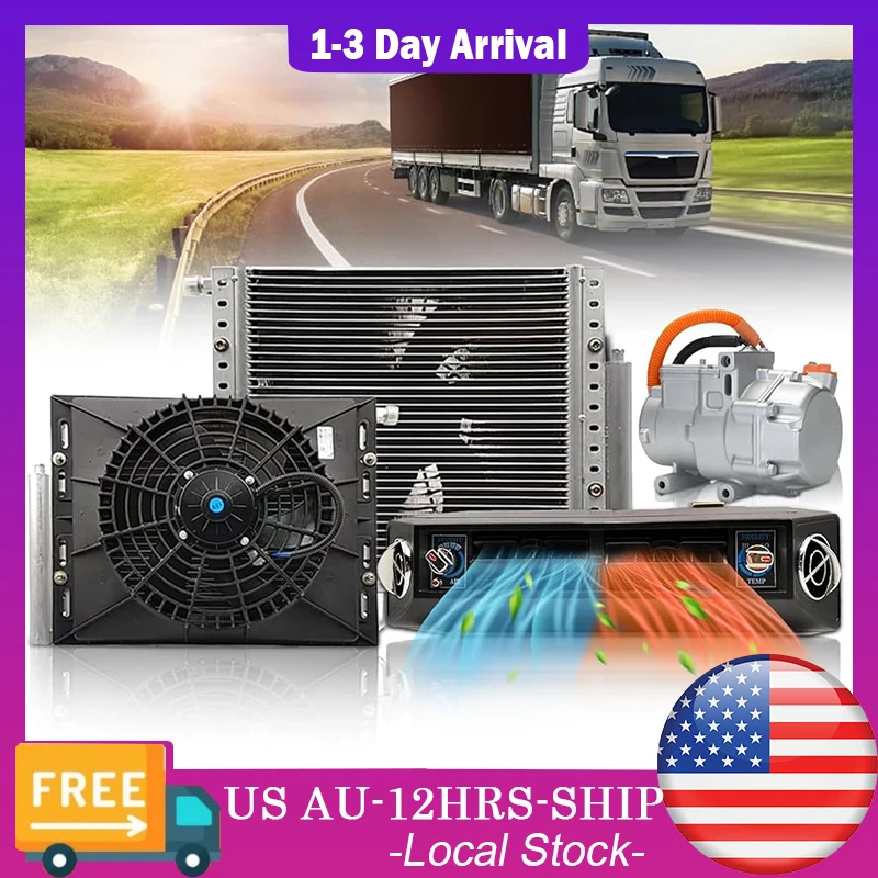 Treeligo 12V/24V Heat&Cool Electric Automotive Air Conditioner New Energy Underdash AC Unit for Tractor Truck Camper Van Caravan