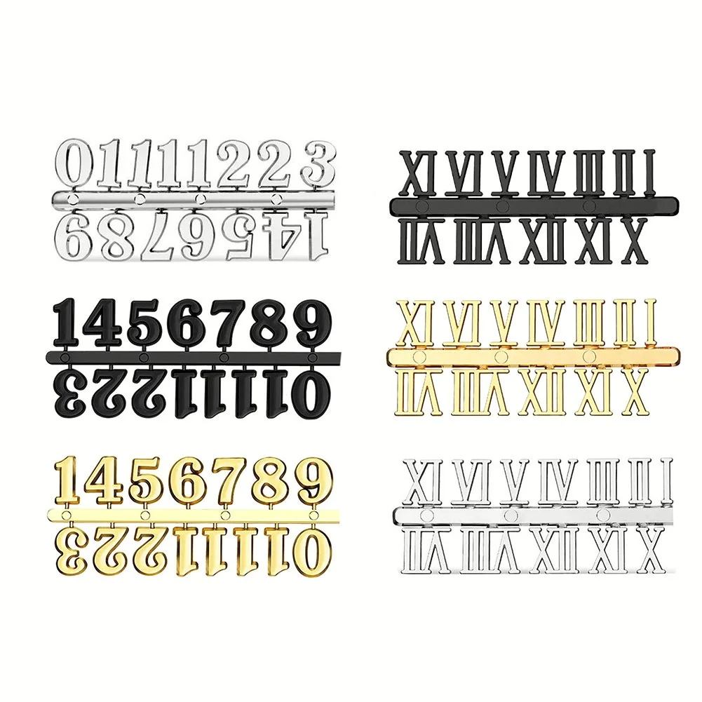 Unique Wall Clock Decor DIY Clock Numerals Parts Roman and Arabic Numerals Combination Express Your Style Gold Silver Black