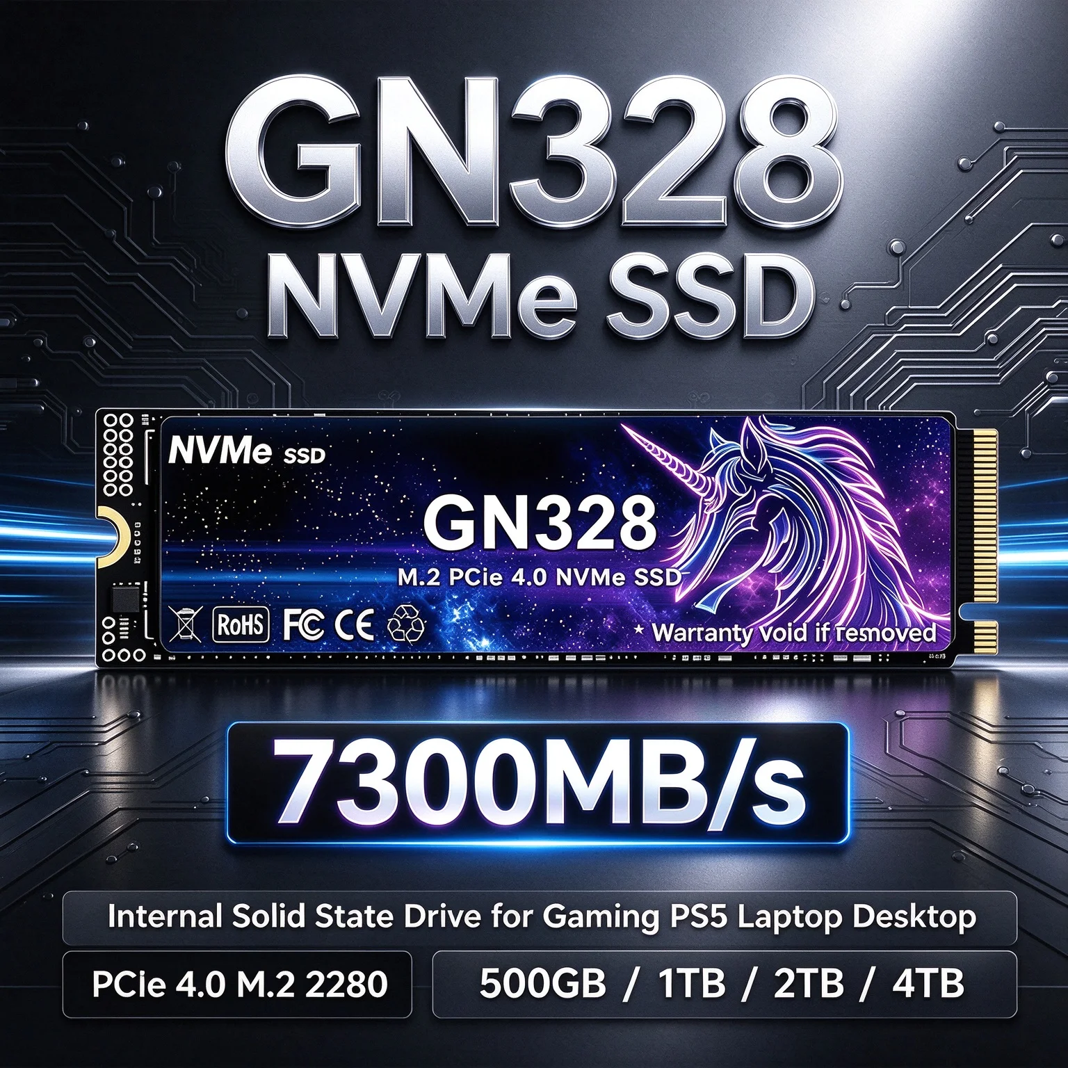 GN328 Internal Solid State Drive High Speed 500GB 1TB 2TB 4TB M2 NVMe PCIe4 SSD for Gaming Office PC Laptop SSD Gen4 7300MB/s