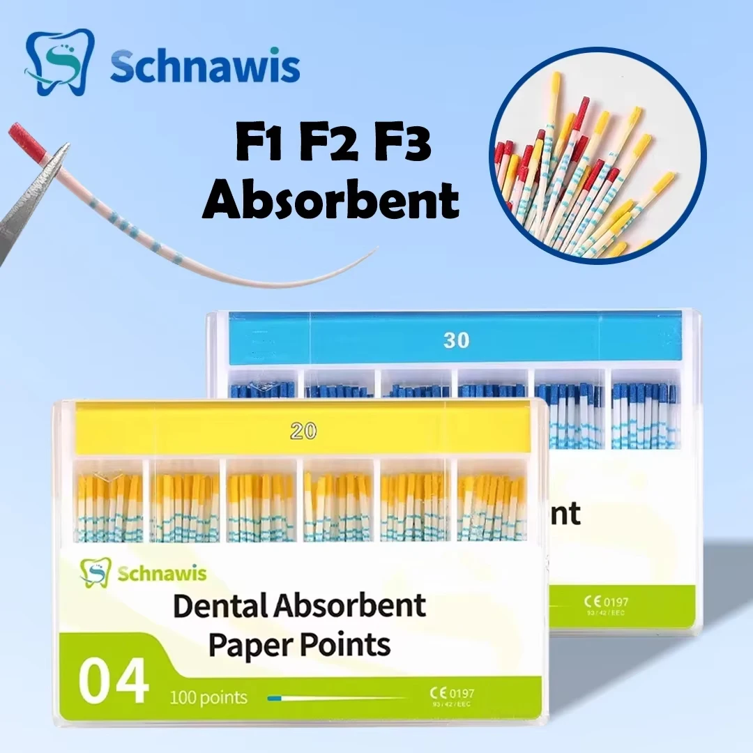 Dentistry Endodontics Paper Tips Cone Disposable Guttahanger Taper F1 F2 F3 Absorbent Fiber Poles Points Mark Dental Materials