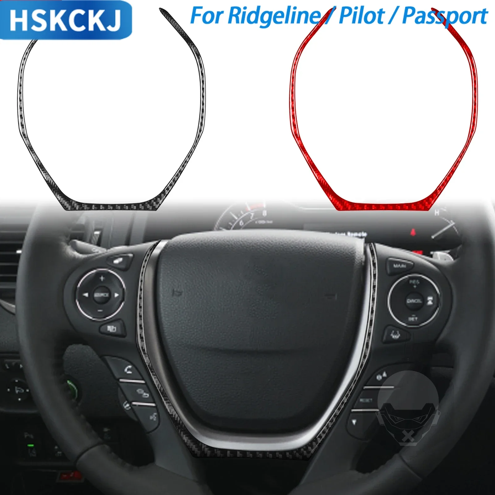 

For Honda Ridgeline Pilot Passport Car Accessories Carbon Fiber Steering Wheel Surrounding Interior Cover Trim Modified Sticker