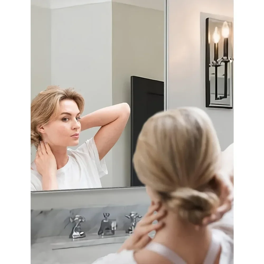 Imagem -05 - Silver Retangular Vanity Wall Mirror Non-rusting Metal Frame Modern Silver Bathroom Mirror 30 x 55