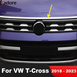 Front Hood Engine Cover Trim For Volkswagen VW T-cross Tcross 2018-2022 2023 Steel Car Upper Grille Molding Strip Accessories