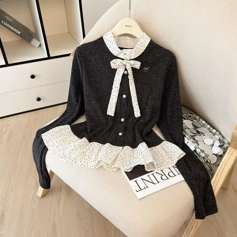 

Kawaii для поездок на работу, корейская версия, универсальные топы для отдыха, повседневные свежие милые милые уличные ретро-наряды, женские осенние новые