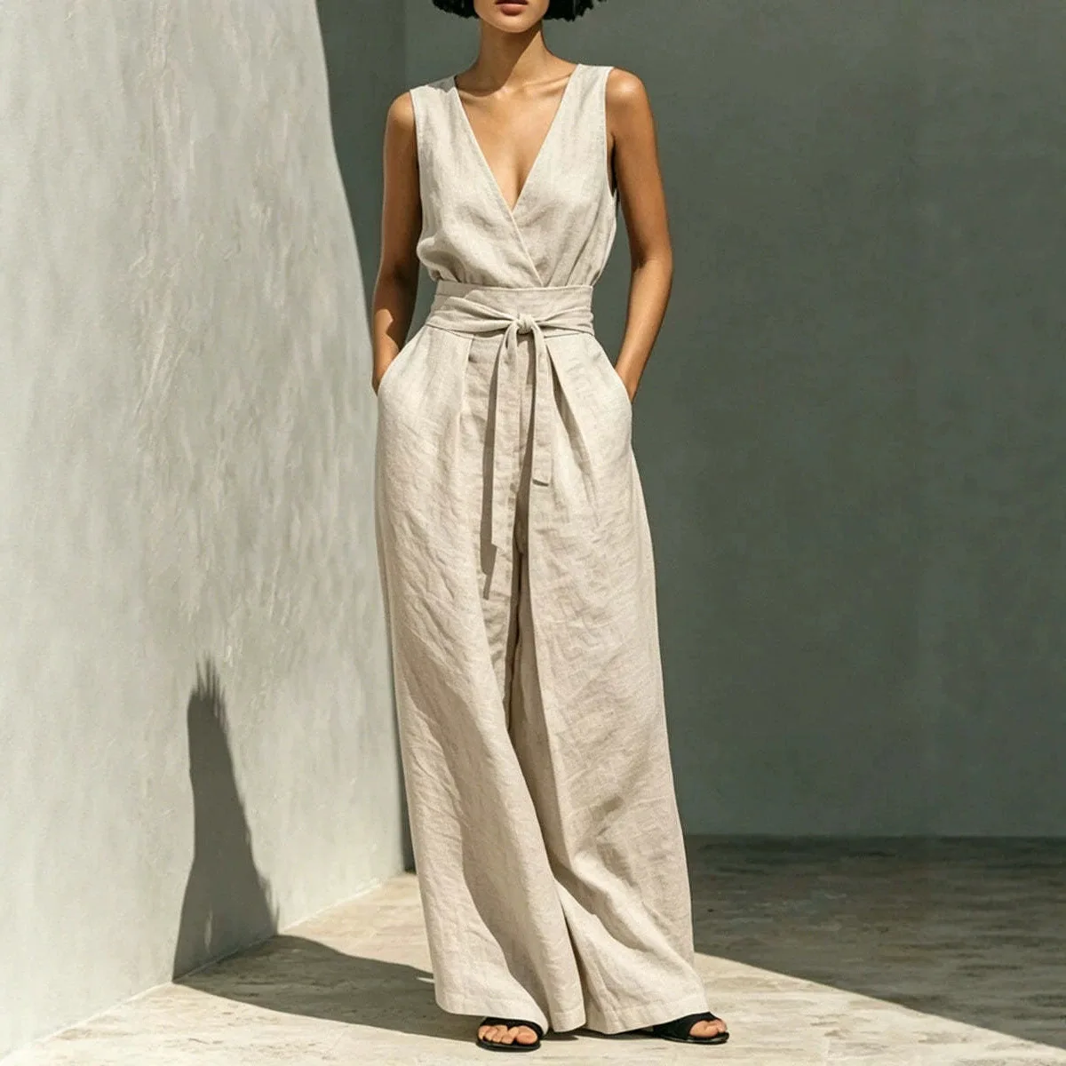 Women's New Summer Fashion Casual Sleeveless Vest and High-waisted Wide-leg Pants Two-piece Set