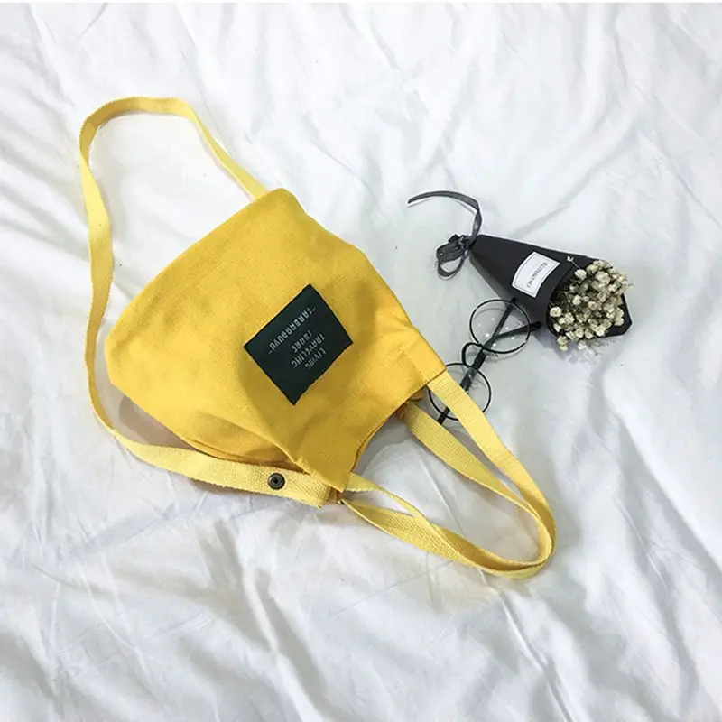 Modna damska płócienna torebka na ramię Tote Purse Cute Travel Bucket Bag Yellow