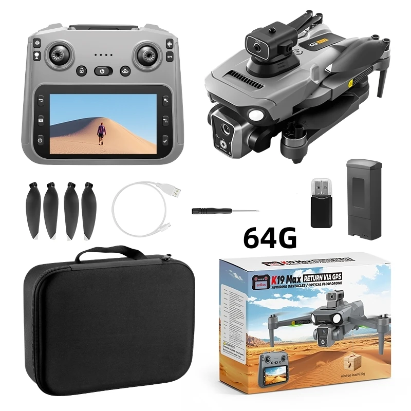 K19 GPS Drone With Screen 8K HD Dual Camera 5G WIFI 360°Obstacle Avoidance Brushless Foldable Quadcopter Dron