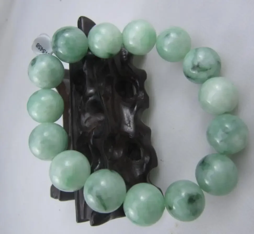 

100% NATURE GRADE "A " GREEN 12MM BEADS JADE JADEITE BRACELET Strands