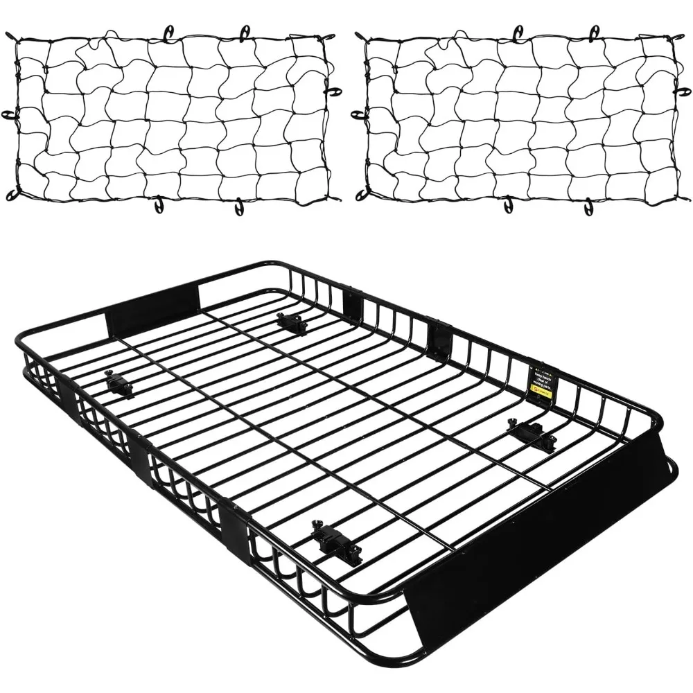 

84 x 50 x 6 Inch Universal Roof Rack Carrier Basket, Rooftop Cargo Carrier Basket with 250 lbs Capacity, Rust-Proof Steel Heavy