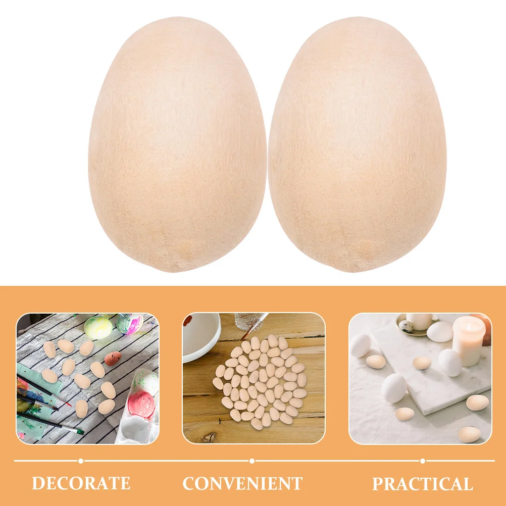

200Pcs Safe Wooden Eggs DIY Projects Easter Tabletop Decor Simulation Eggs Props for Creative Activities Wooden Egg