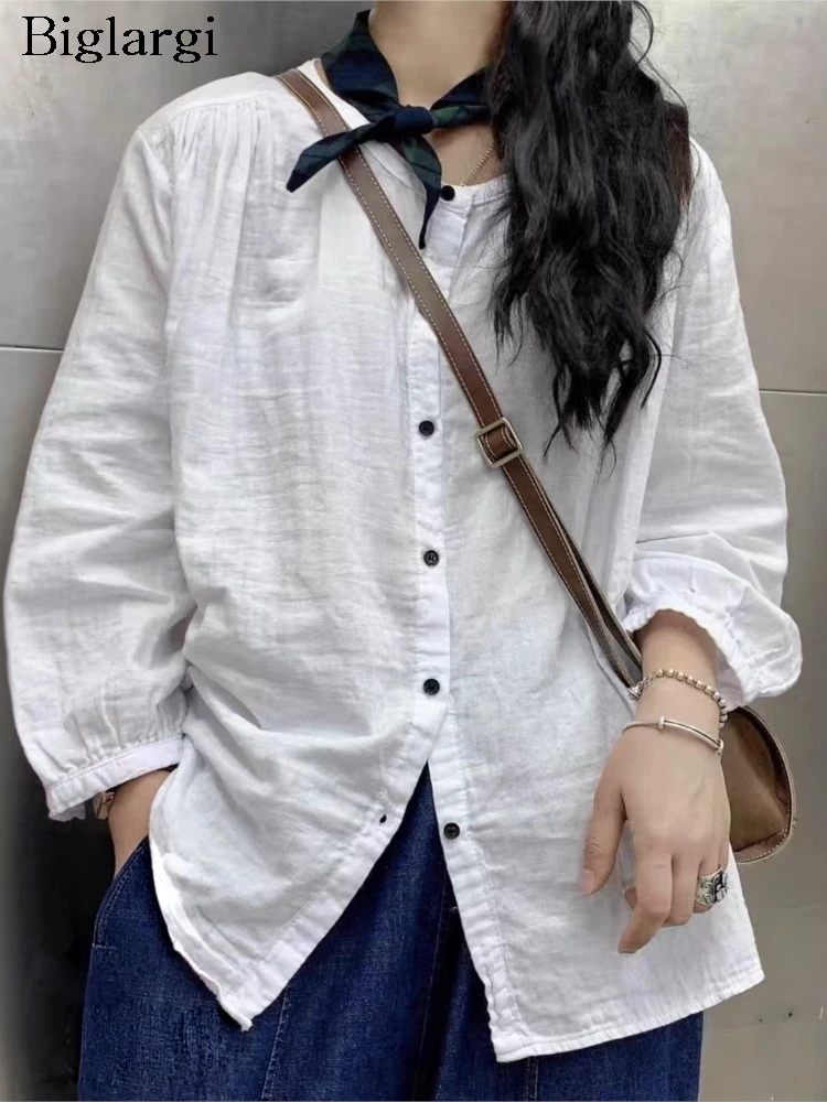 

Oversized Autumn Shirts Women Casual Loose Pleated Fashion Ladies Blouses Long Sleeve Woman Shirt