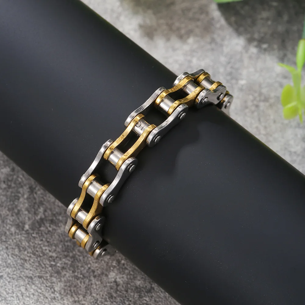 Hip Hop Retro Stainless Steel Motorcycle Chain Men Bracelet Male 12MM Wide Best Friends Mens Bracelets Bangles Punk Jewelry