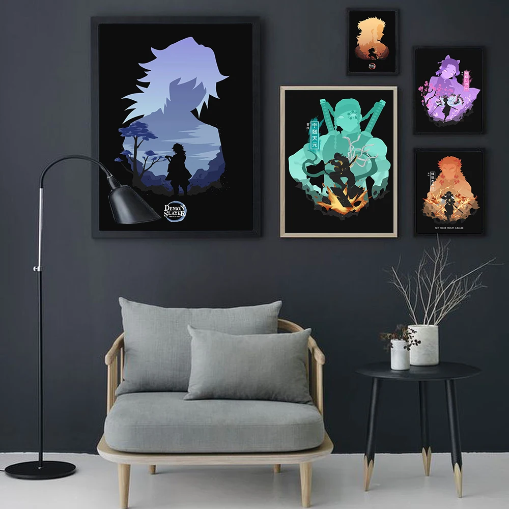 Anime Demon Slayer Canvas Poster Tanjiro Nezuko Home Wall Art Painting Print Pictures Kids Bedroom Living Room Decor Mural Gifts