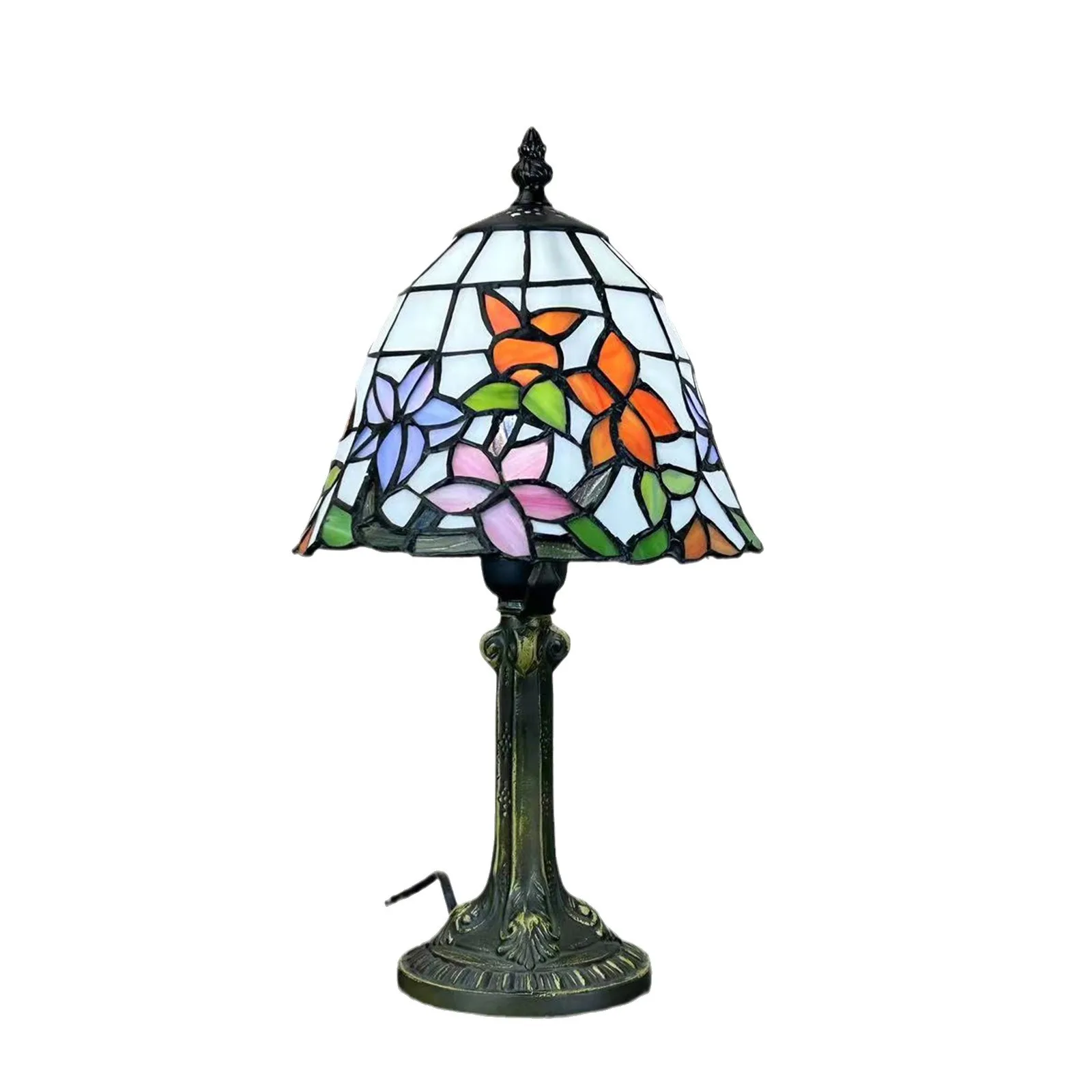 8 Inch 20cm Stained Glass Shade Tiffany Vintage Desk Lamp