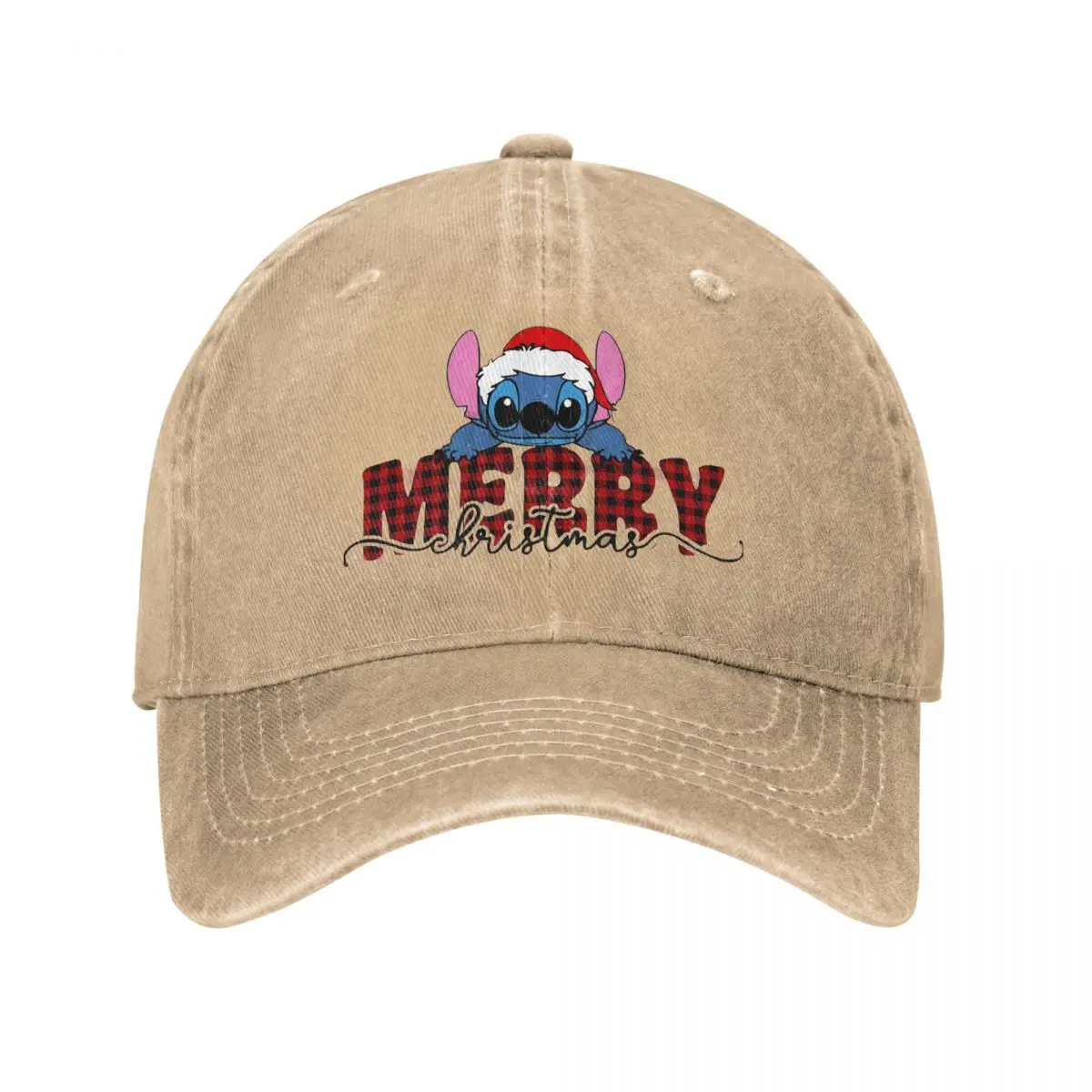 Lilo & Stitch Merry Christmas Men Women Baseball Cap Cute Cartoon Distressed Denim Washed Hat Outdoor Workout Adjustable Sun Cap