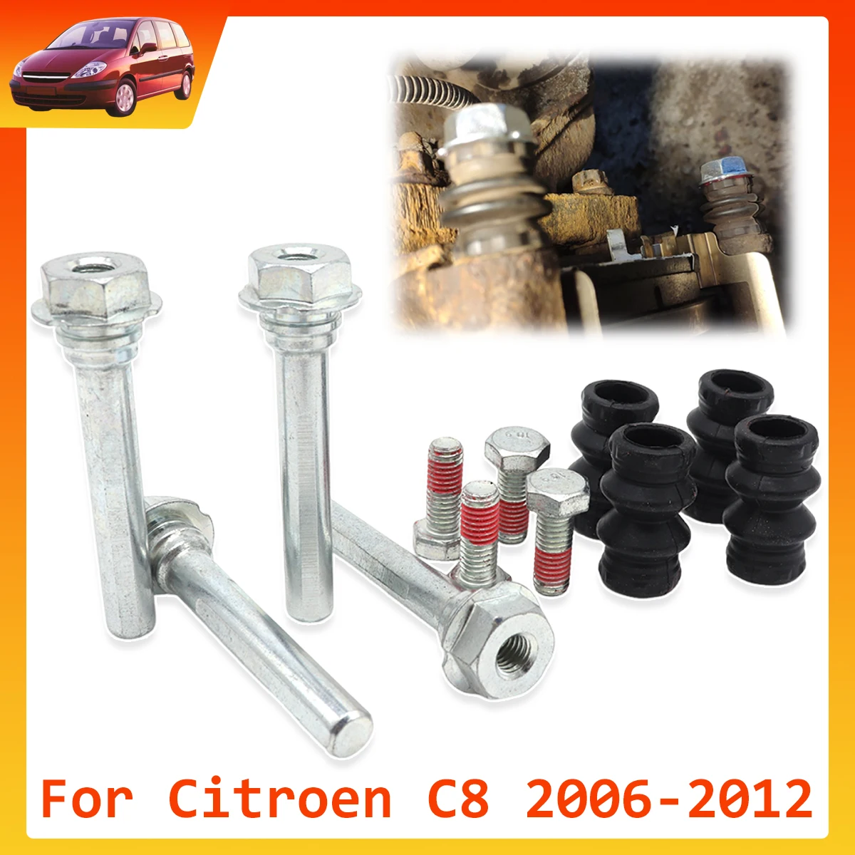 For Citroen C8 2006-2012 Brake Caliper Cylinder Slider Guide Pin For Disc Housing Bolts Rubber Bushing Boot Seal Kit Replacement