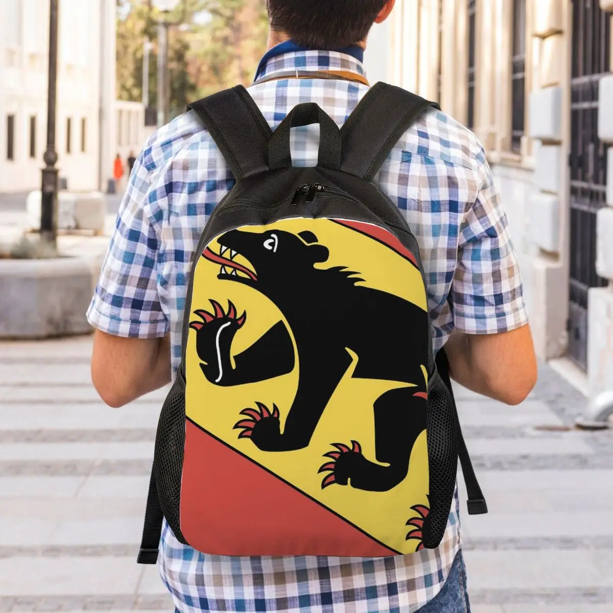 Bern Bear Swiss Flag Switzerland Coat Of Arms Backpack Student Boys Girls BookBag School Bag Computer Shoulder Bags