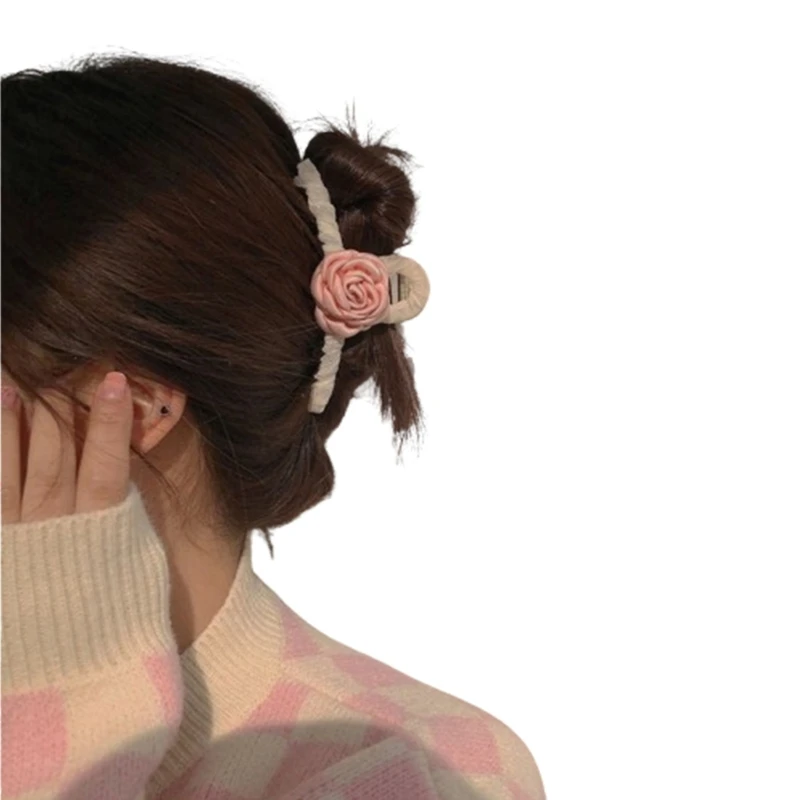 Camellia Pink Flower Hair Clip Y2K Camellia Gorgeous Teens Hairpin Sweet Handmade Hairpin Accessories for Women