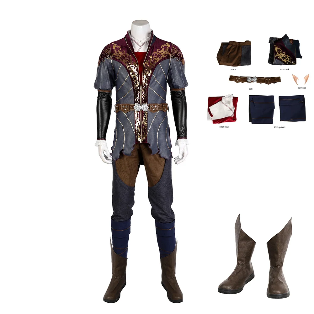 Fantasia Astarion Traje Cosplay para Homens, Baldur Cos Portão, Top e Calça, Conjunto Completo Disfarce, Fato Carnaval Halloween