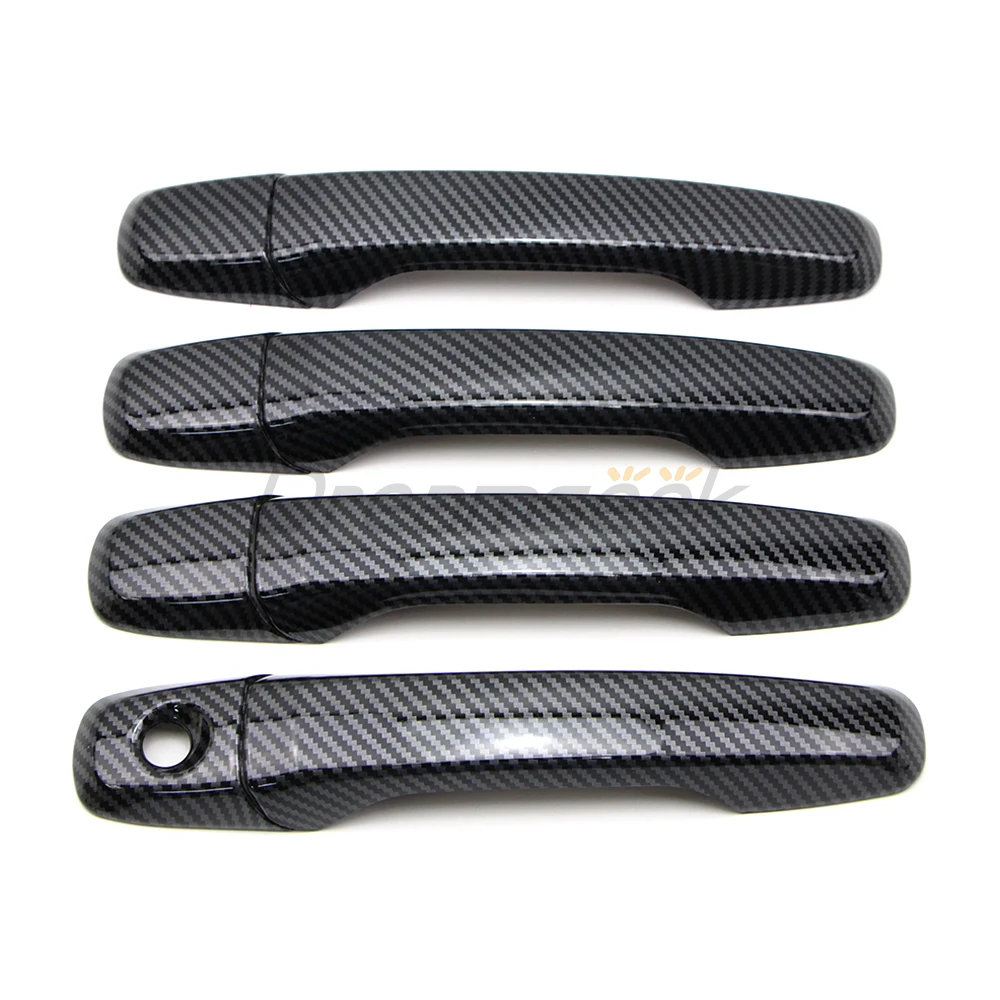 8PCs Car Exterior Door Handle Cover Trim For Ford Explorer Edge 2011-2014 Carbon Fiber Style Without Smart Key Hole