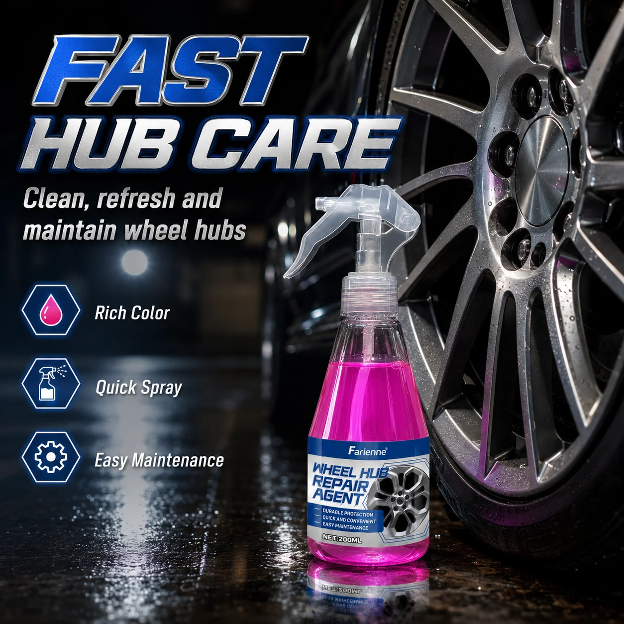 Auto Wheel Iron Contamination Remover Spray Quick Decontamination For Alloy Rim Brake Dust & Rust Cleaning Polishing Maintenance