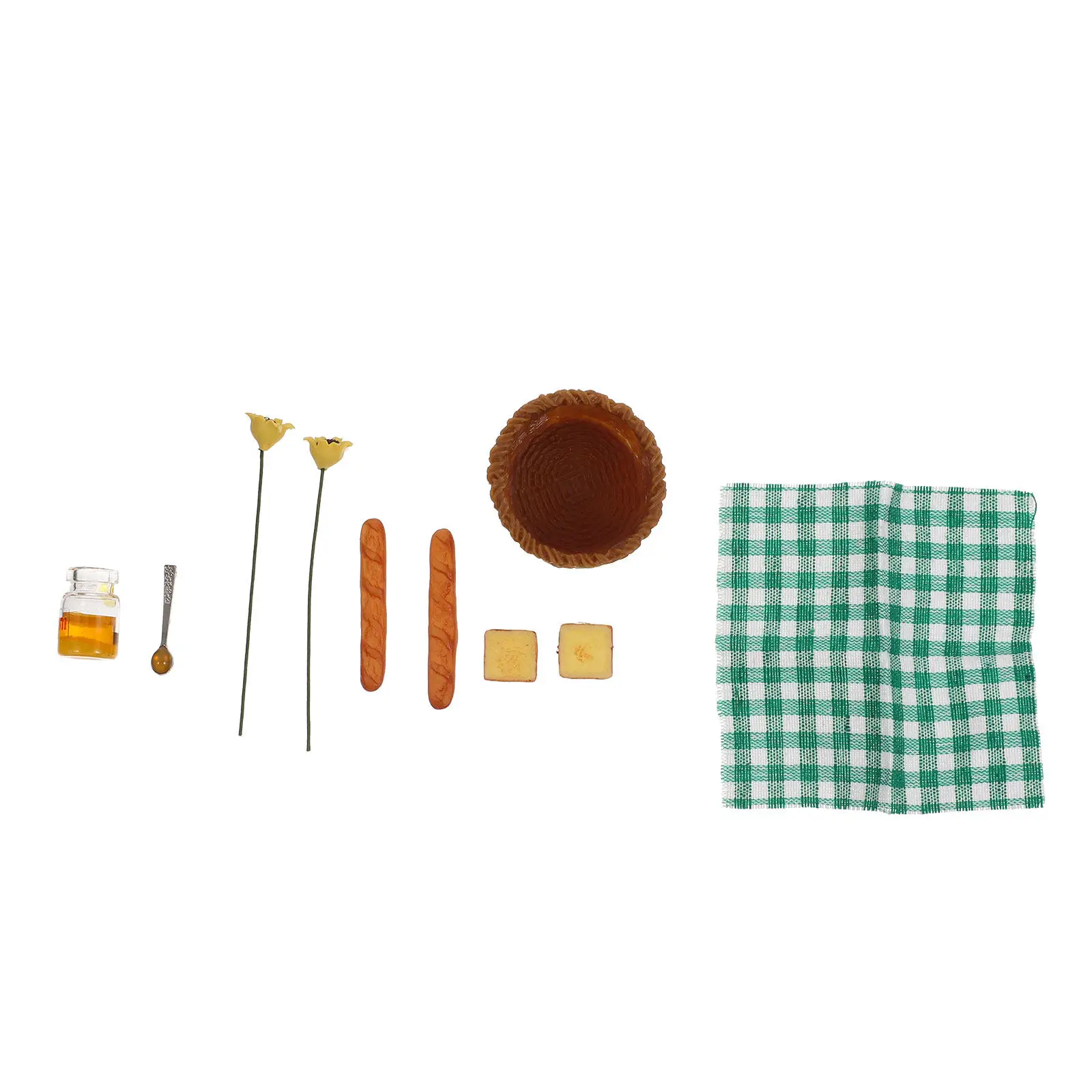 

1Set Mini Honey Bread Basket Miniature Resin Ornament Home Kitchen Supplies Photography Prop Party Decoration Home Ornament