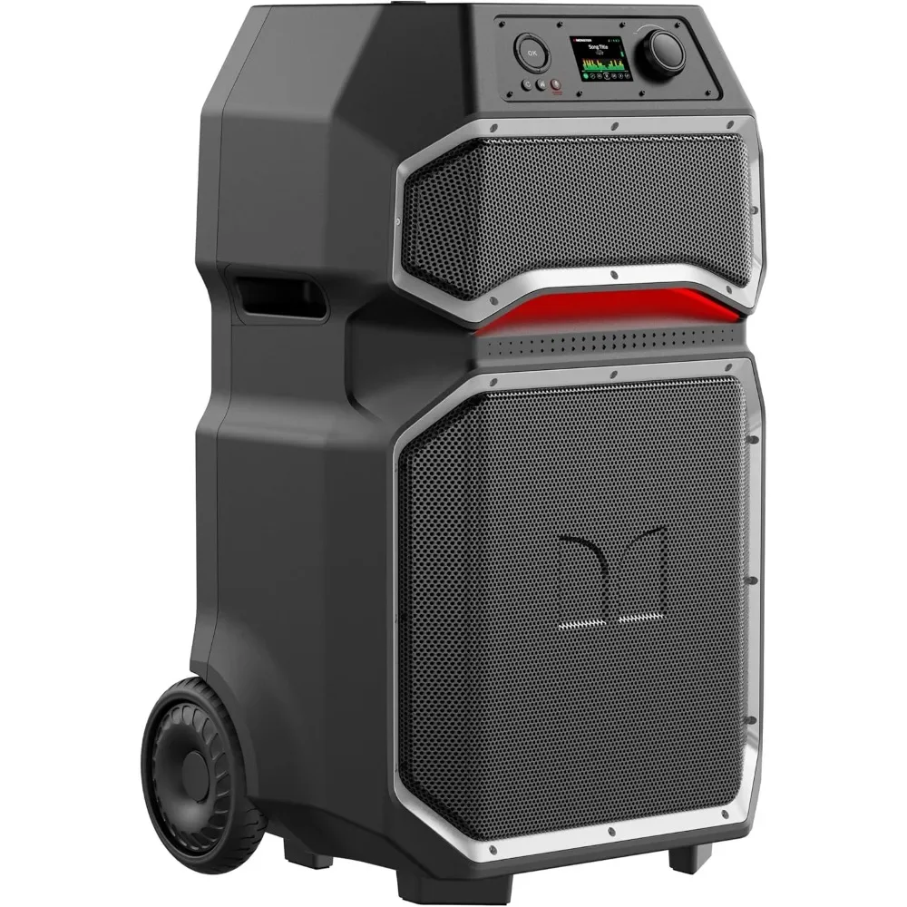 

Портативная Bluetooth-колонка Rockin' Roller X для использования внутри и снаружи | Мощный сабвуфер мощностью 1000 Вт, 15 дюймов. | Вездеходные колеса, устойчивые к атмосферным воздействиям