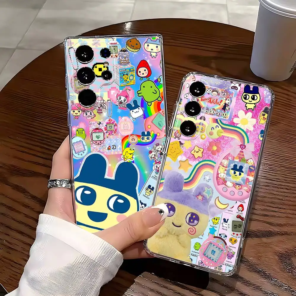 

Game Cute T-Tamagotchi Phone Case Silicone For Samsung S30,23,21,22,20 FE lite,S10,9,PIus Note20ultra Soft Transparent