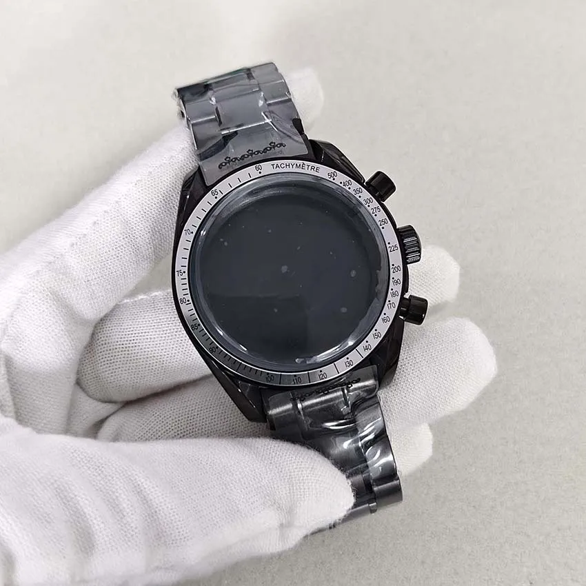 new-40mm-stainless-steel-case-for-vk63-movement-black-quartz-watch-mineral-crystal-watch-accessories