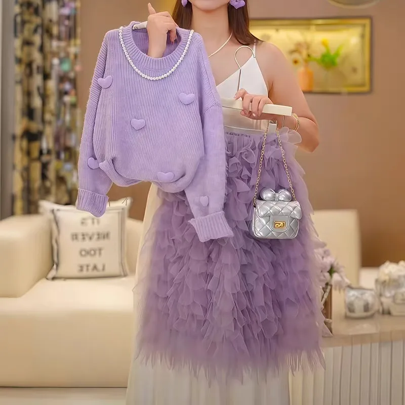 Girls Sweater Tutu Dress Suit Wear Autumn Winter Children Toddler Princess Skirt Teens Girl Birthday Dress Party Wear for Kids