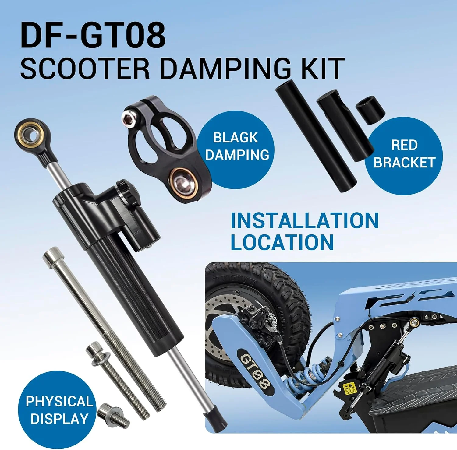 GT08motorisierter Roller, Motorrad-Lenkungsdämpferstabilisator, linearer Adapter für Yamaha YZF R1/R3/R6/R15/R25 FZ1 FZ8 FZ09 MT09  GSXR 600 750 1000 GSX1300R CBR600RR 10 00RR CB400 CB1000 ZX6R ZX14R