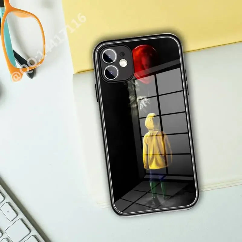 Phone Case Tempered Glass For iPhone 14 15 13 11 Pro XR XS MAX 8 7 Plus 12 Mini Pennywise The Clown Horror Full Coverage covers