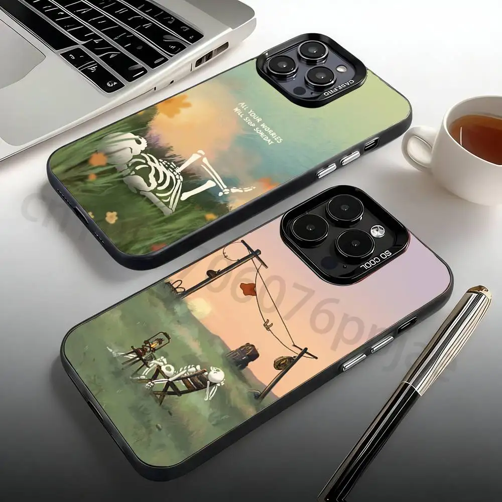 

Skeleton Lute Phone Case For iPhone 17,16,15,14,13,12,11,Pro,Max,Plus,Mini, Anti Fall Matte Hard Bumper