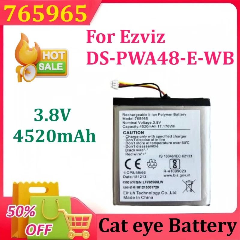 

New for Ezviz DS-PWA48-E-WB 765965 3.8v 4520mAh Intelligent Cat Eye Battery