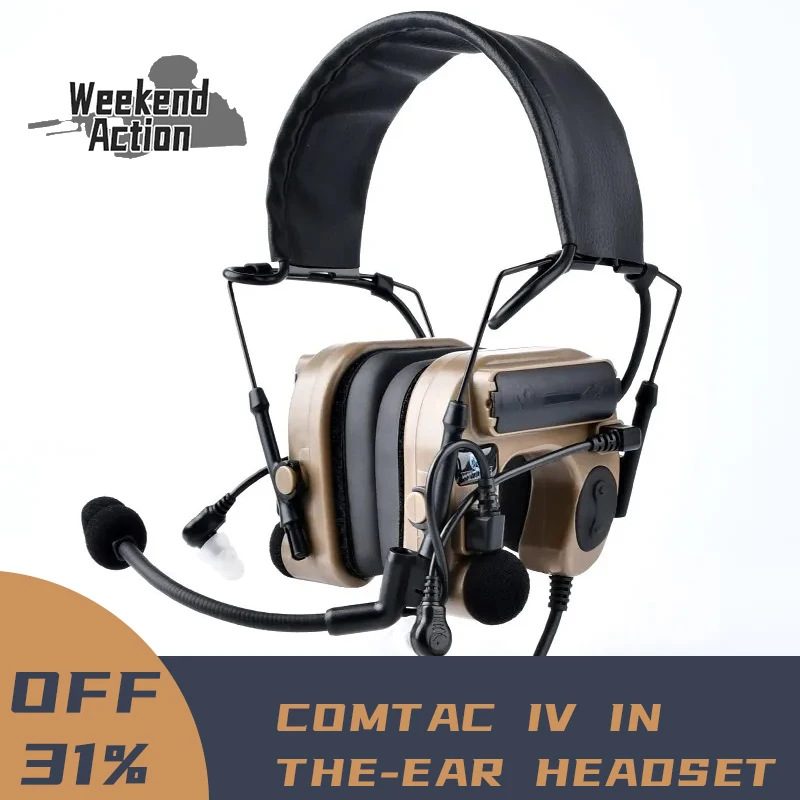 Tactical COMTAC IV Headset Anti-Noise Pick Up Sound Headphone Outdoor Battle Communication Earphone Vacuum Catheter Earplugs