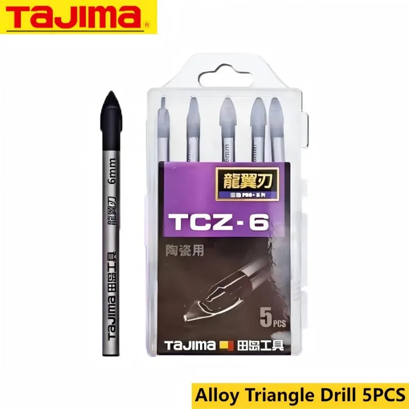 

TAJIMA 6/8/10 мм треугольная дрель из сплава, 5 шт., керамический открывалка для бетонных отверстий, аксессуар для электроинструмента No 1202-2731/1602-2732/1602-2733