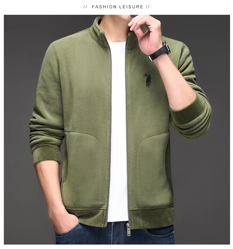 2025 autumn and winter new swan goose down warm zipper cardigan men's high-end exquisite Paul embroidery stand up collar jacket