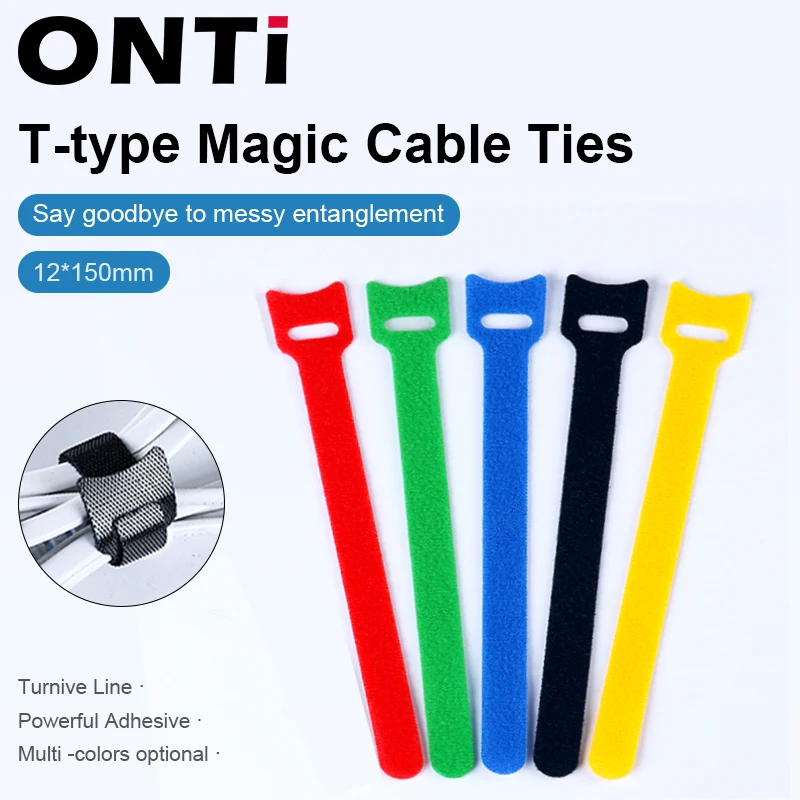 

ONTi 10/50 pcs Releasable Cable Ties Reusable Nylon Rolled Ties Velcro tie for Power Cords Network Cable Organization Fixing