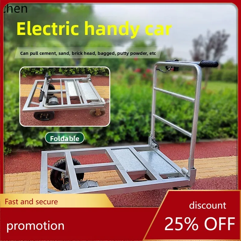 HXL Electric Hand Push Cart Portable Electric Four-Wheel Flatbed Cart