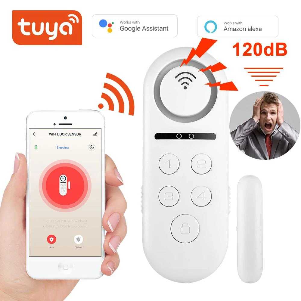 Security Protection Smart Home Tuya Alarm Motion Sensor Build-in Buzzle Wireless Magnetic Window Detector