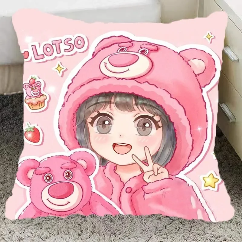 Internet celebrity cute strawberry bear hug pillowcase living room sofa cushion cover home bedroom room decoration birthday gift