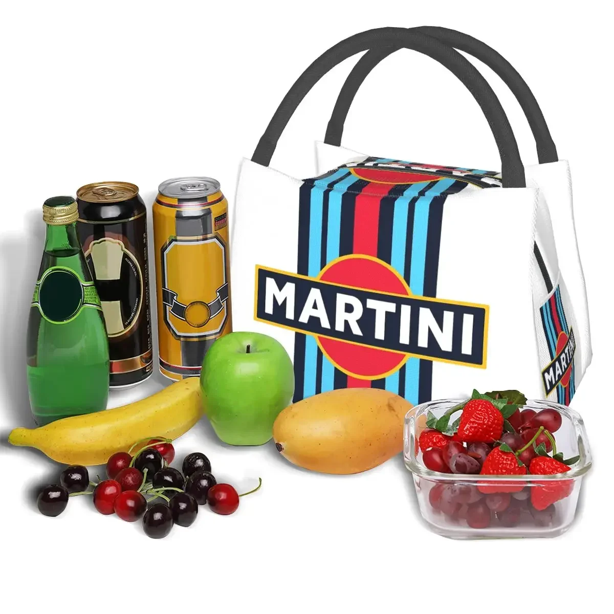 Martini Racing ถุงอาหารกลางวันกล่องเบนโตะฉนวนกันน้ํากล่องอาหารกลางวันนํากลับมาใช้ใหม่กระเป๋าปิคนิค Cooler กระเป๋าเก็บความร้อนสําหรับเด็กผู้หญิง